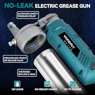 Yofidra Electric Grease Gun - 2 in 1 Design, 12000PSI, 5.3 oz/min Flow, Cordless Grease Gun with 2×3000 mAh Batteries and Charger, 90° Swivel Coupler, Efficient for Truck, Construction, Farm