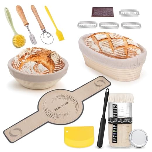 PITCH PULSE Cesta de Fermentación de Pan, Banneton 25cm Ovalada + 23cm Redondo, Brotform Cuenco de Ratán Natural para Pan y Masa