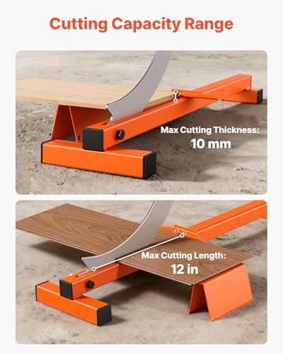 Image of VEVOR 12 inch Vinyl Floor Cutter, 10mm Thick Laminate Flooring Cutter with Cutting Angle Guide, Rubber Handle, Honing Stone, D2 Steel Blade for Cutting Laminate, Vinyl, Home Renovation