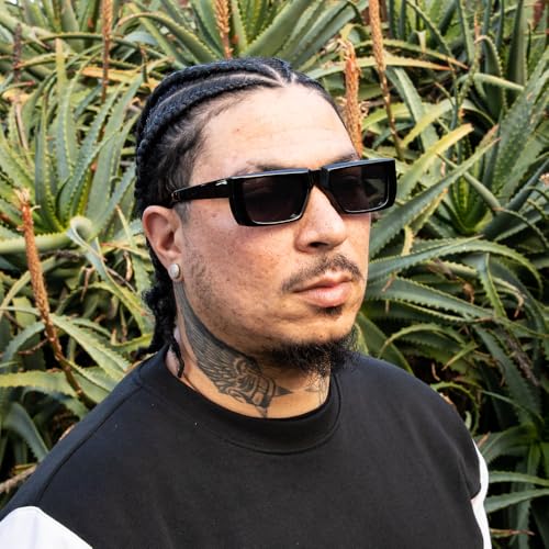 Street Knitted Original Designer Classic Rectangular Frame Trendy Cool Dark Black UV400 Protection Thick Sunglasses for Men Women 90’s Hip Hop Retro Shades Square Unisex Polarized Sunnies Sunglasses2