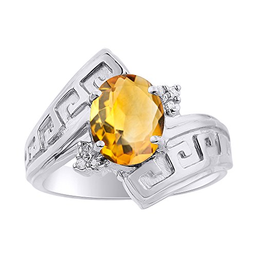 Bague clé grecque en argent noble et pierre de naissance prestigieuse