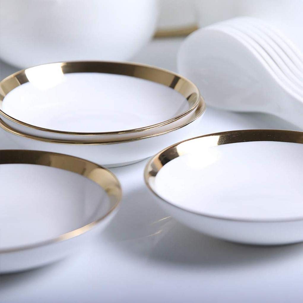 Zestaw naczyń/talerzy/mis, 10-częściowy zestaw naczyń obiadowych z białej porcelany Phnom Penh Zdrowa ceramika Zestaw zastawy stołowej Serwis dla 2 osób