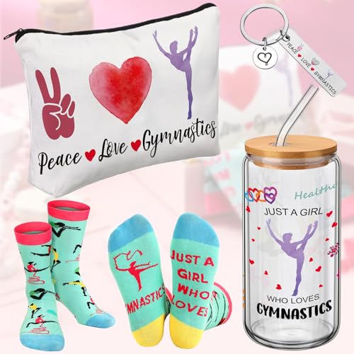 JenPen 4 Pcs Valentine's Day Gymnastics Gifts for Women Girls Include 17oz Glass Cups with...