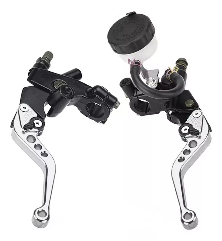 Leve Freno Frizione Moto Kit Leve Serbatoio Frizione Freno Pompa Freno Universale CNC Per Motocicletta Per Manubrio Da 7/8" 22 Mm(Sliver)