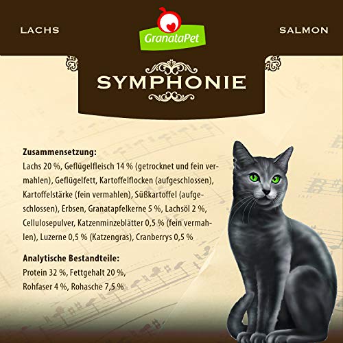 GranataPet Symphonie No. 2 Lachs, Trockenfutter für Katzen, Alleinfuttermittel ohne Getreide & Zuckerzusätze, schmackhaftes Katzenfutter mit edlem Fisch, 300 g