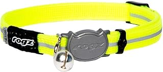 ROGZ ALLEYCAT CAT COLLAR WITH BREAKAWAY BUCKLE AND NIGHT TIME VISABILITY (Daylgo)),Yellow,3/8" Small