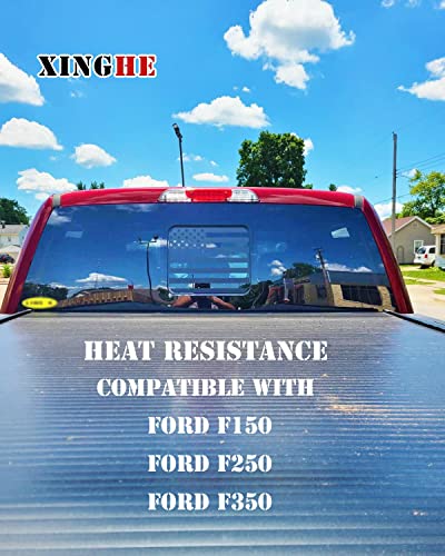 Image of Xinghe for 2015-2025 2026 F150 F250 F350 Rear Middle Window American Flag Decal for Truck, Matte Black USA Flag Decal for Truck Back Sliding Window, for Ford Raptor Accessories