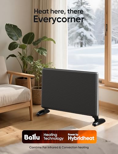 Image of Ballu Mica Infrared Space Heater Large Room,Panel Heater with Programmable Thermostat,WiFi App Control,Portable Stand or Wall Mount, Energy Efficient Smart Quiet Heater,Work with Alexa,Black