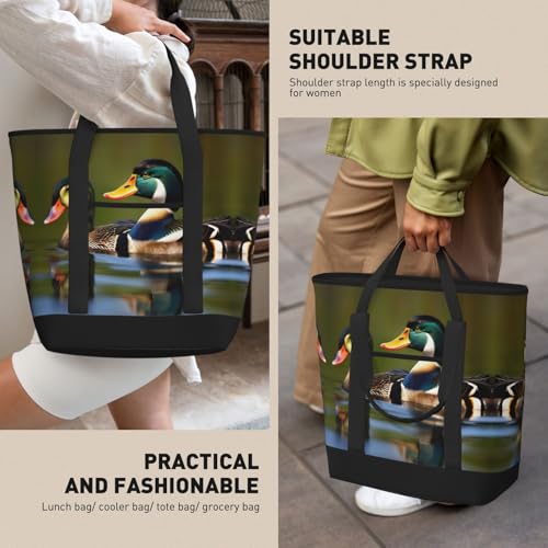Sac isotherme grand volume à imprimé canards colverts pour vos courses - 7