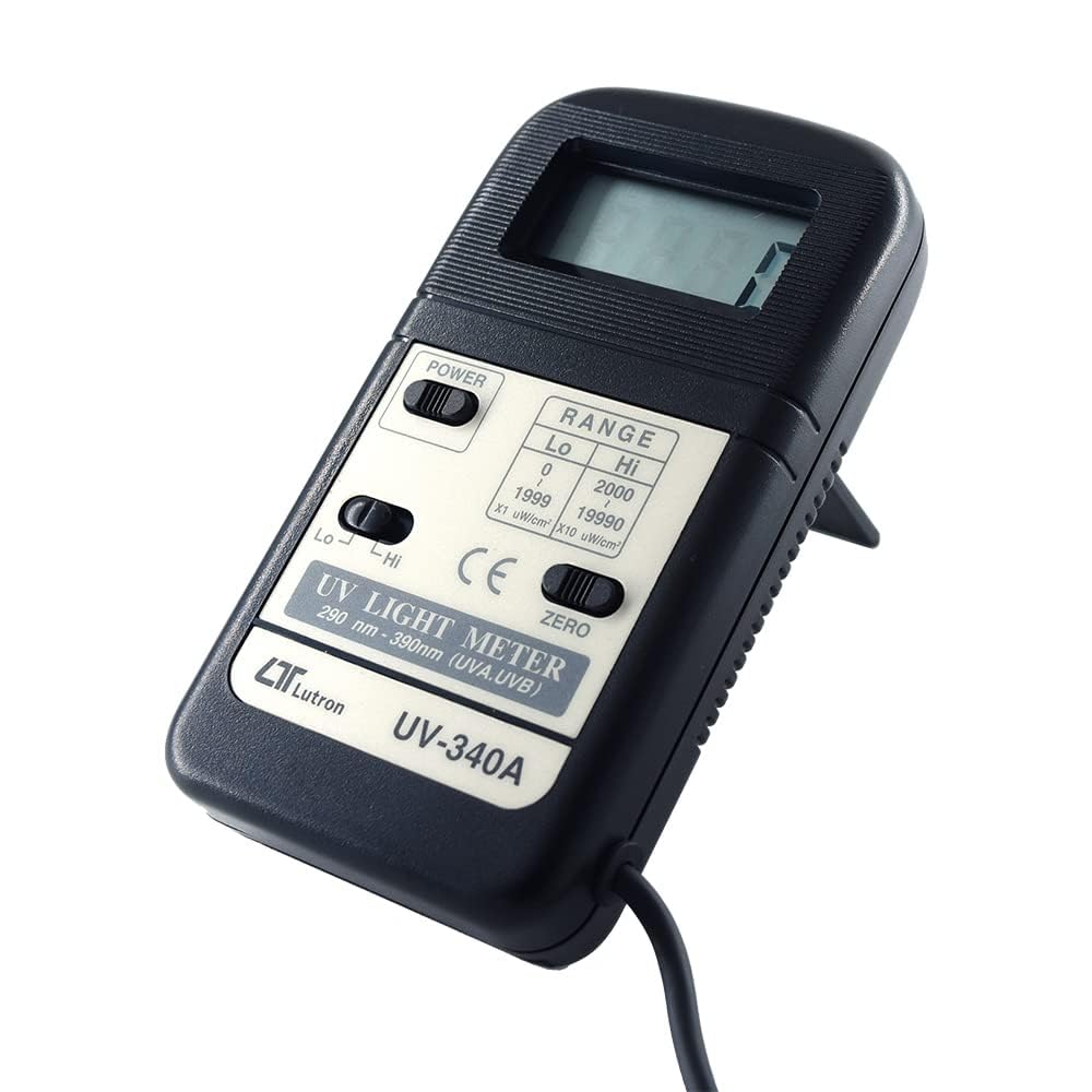 UV-340AUV Light Meter Alongwith Factory Calibration Certificate (Range:Low Range: 1999 uW/cm^2|High Range: 19990 uW/cm^2) for Stadiums, Theatres, Labs, Clean Rooms, OT Rooms