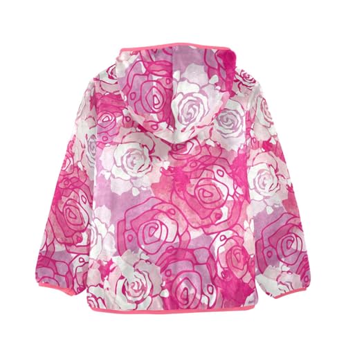 OTVEE Abstract Painting Pink Rose Kids Hoodie Jacket Fall Spring Full Zip Warm Outwear Coat2