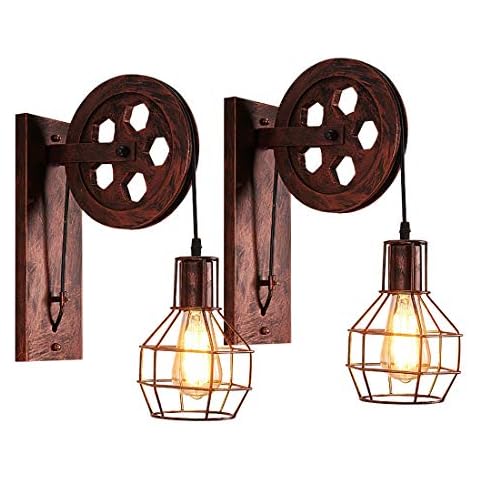 iDEGU Retro Industrial Wall Lights - Red Rust Cover