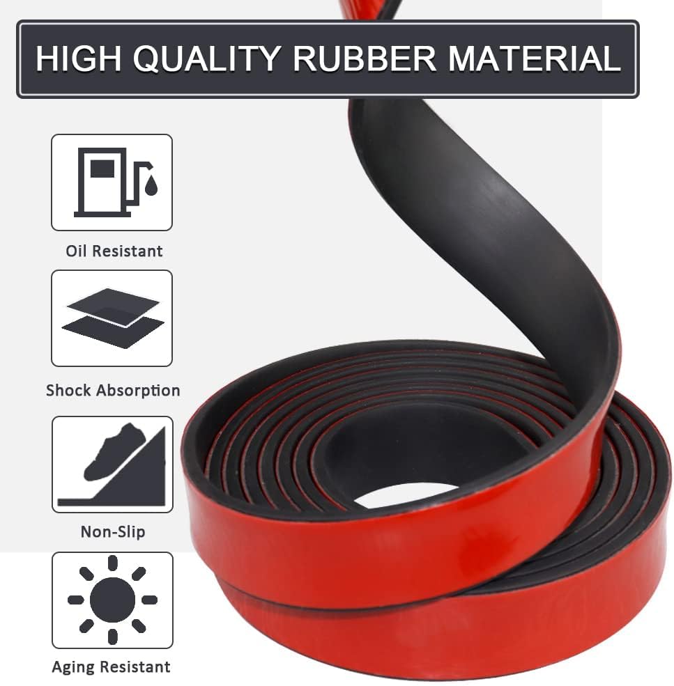 Image of Adhesive Rubber Strips with Adhesive Backing Self Stick Neoprene Solid Rubber Sheets Rolls Strips for Gaskets Pads Seals Crafts Protection (1 inch Wide x 1 /8 inch Thick x 10' Long)