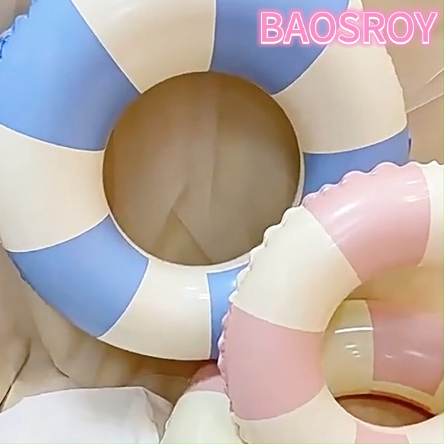 Lot De 2 Anneaux De Natation Gonflables Rayés Rétro – Bouée PVC 72 Cm – Piscine, Plage Et Lac – Pour Adultes 40-60 Kg