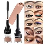 LSxia 2-in-1 Gel Eyeliner Set, Tattoo Eyeliner Waterproof Smudge Proof Eyeliner Gel Eye-liner Pot Cr