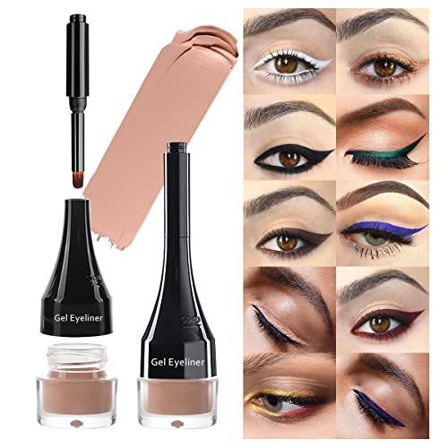 Lsxia 2-In-1 Gel Eyeliner Set, Tattoo Eyeliner Waterproof Smudge Proof Eyeliner Gel Eye-Liner Pot Cream Eyeliner Tool With Gel Liner Brush, High Pigment Eye Makeup Gel Eye-Liners For Women (Nude) #TOP9