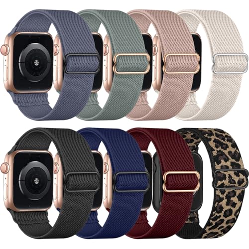 Bracelet Solo Loop élastique pour iWatch séries 9 le pack de 8 idéal du bureau aux séances de sport