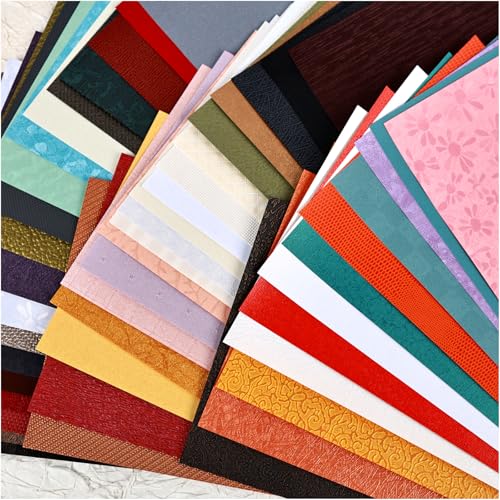 Diuhofart 50 Sheets A5 Textured Scrapbook Paper for Crafts Multi-Color Collage Textured Paper Pearlescent Crafting for Card making Scrapbooking Origami Scrap Book