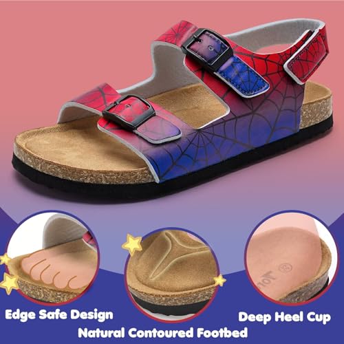 Image of Torotto Toddler Kids Sandals Boys Girls Cork Footbed Sandals with Adjustable Buckle Casual Slides Open Toes Flat