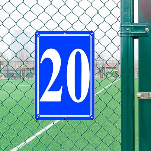Image of Premium Aluminum Number Signs 20, Metal 12 inch X 8 inch Blue Numbered Signs Outdoor for Parking Lots, Floor, Dock, Court, Aisle, Field, High Visibility, No Fade, Weather-resistant