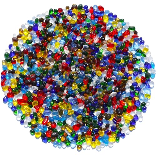 QYGL Sea Glass Stones - Colorful Clear Glass Pebbles Gemstones - Perfect for Aquarium Rocks Fish Tank Gravel Vase Fillers DIY Crafts and Home Decor (0.9LB/14oz)