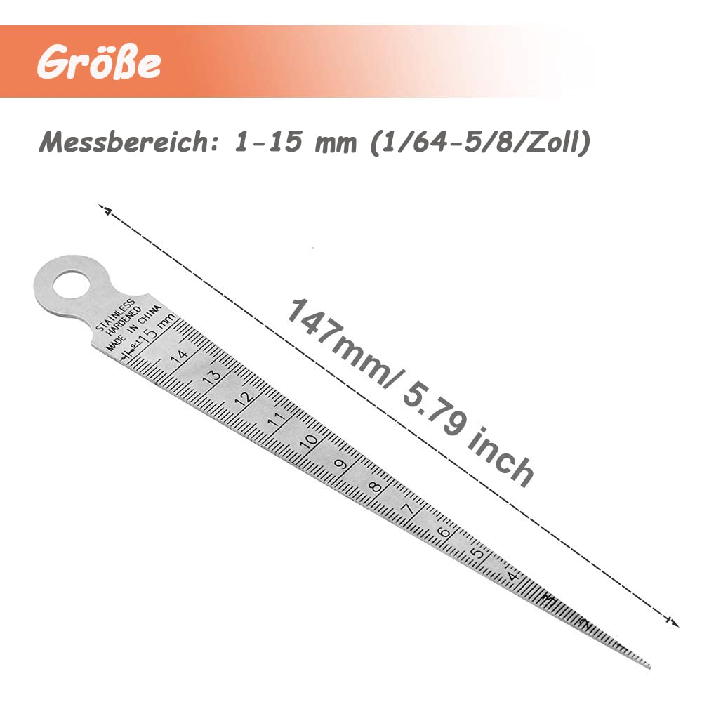 6-teiliges Fühlerlehren Set Edelstahl - Messwerkzeug 0-7mm