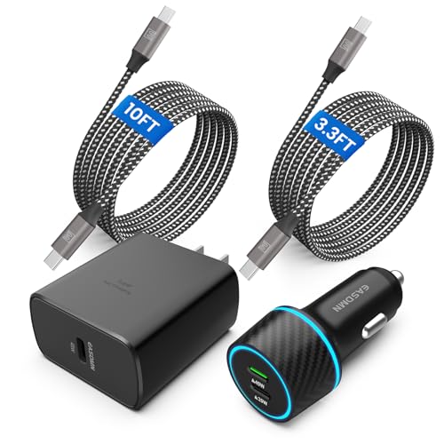45W USB-C Charger, 2-Pack 45 Watt Samsung Super Fast Charger Type C PPS Wall/Car Charger for Samsung Galaxy S24 Ultra/S24+/S23 Ultra/S23+/S23/S22 Ultra/Note 10+, Tab S9 (10FT+3.3FT 5A Type C Cable)
