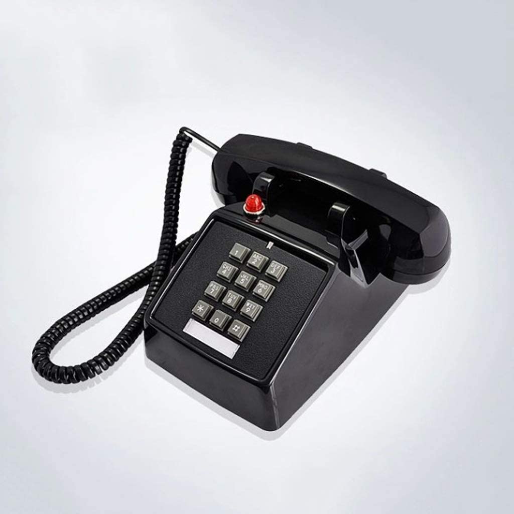Vaste telefoon in antieke stijl, roterende look met drukknop, vintage snoertelefoon met bel en nummerherkenning, ouderwetse klassieke retro- telefoon