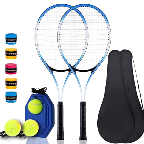 Tennis Rackets 2 Player 27Aluminum Tennis Racquets for Adult Lightweight Training Tennis Racquet Set with 3 Tennis Balls 2 Carry Bag and 5 Hand Glue Suitable for Outdoor Home Tennis Training
