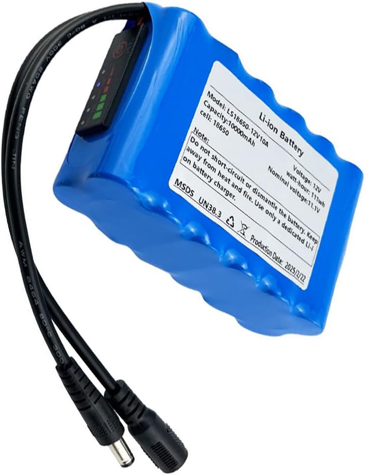 12V Rechargeable Li-Ion Battery 6000mAh 7200mAh 8000mAh 10000mAh 12000mAh 12800mAh Portable Lithium Battery Pack with Charger and BMS