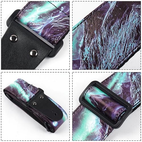 Image of Adjustable Guitar Strap Includes 2 Strap Locks & 2 Matching Picks & 1 Picks Holder & 1 leather Strap Button.