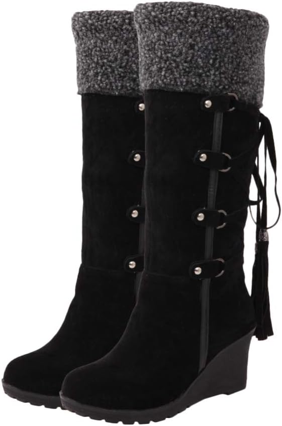 Fashion High Boots for Women Winter Snow Boots Tassel Design Comfortable and Non-slip