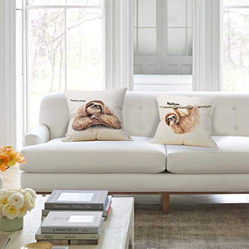 Sloth Reversible Throw Pillow Case, Gifts For Daughter, Sister, Niece, Gifts For Sloth Lover, Girls Room Decorations, 18 X 18 Inch Two Sided Printing Sloth Decor Linen Cushion Cover For Sofa Couch Bed #TOP4