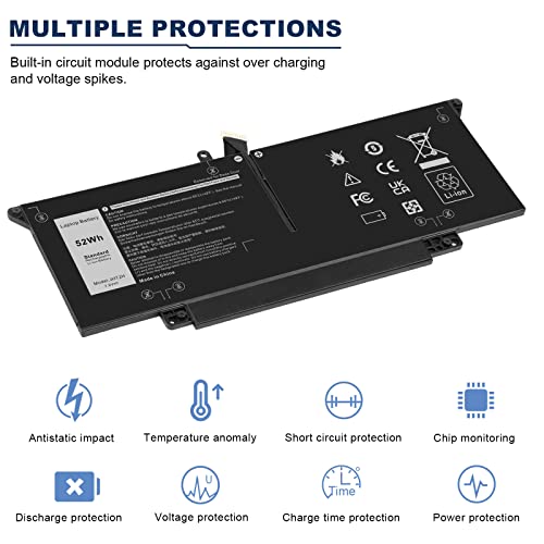 Image of JHT2H Laptop Battery for Dell Latitude 7310 7410 Latitude 7410 Chromebook Enterprise Series P33S P34 S4V5X2 YY3GJ 2561J Y7HR3 35J09 HRGYV 0HRG WY9MP XMV7T 09YYF 7CXN6 T3JWC K36KR X825P XMT81 XMV7T