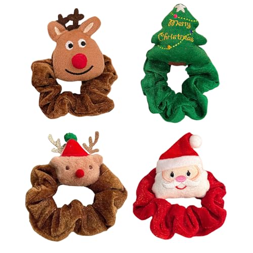 4 Stück Weihnachts Haarschmuck,Haargummis Mädchen...