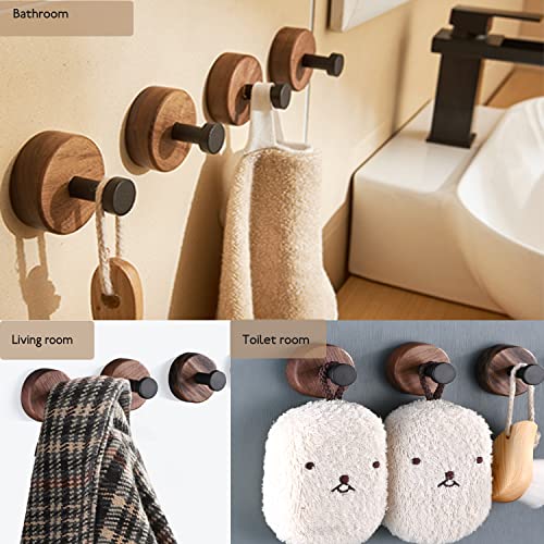 Funviet Adhesive Wooden Wall Hooks For Hanging,3-Pack Modern Coat Hooks,Farmhouse Natural Rustic Walnut Wood Hooks For Hanging Hats Towels Robe Clothes Keys Bags.… #TOP3