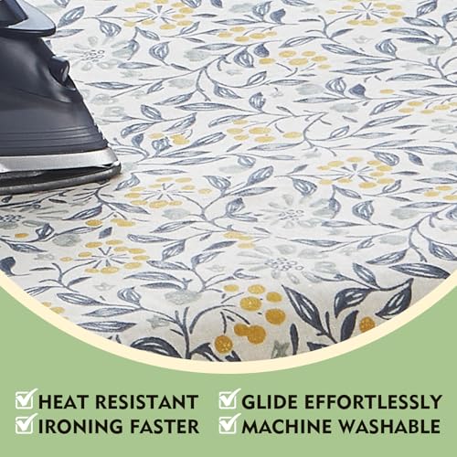 Image of Seiritex 14 x 42 inch Over the Door Ironing Board Cover, Heat Reflective and Thick Padding, with Hook and Loop Fasteners Wall Iron Board Cover (Flora Update Version)
