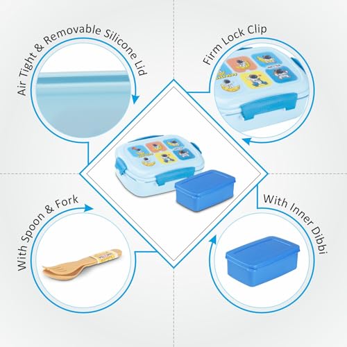 Image of Nayasa On The Go DLX Small Lunch Box, Leakproof, Durable - Perfect for School Kids, Blue