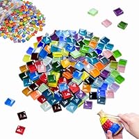 GWAEPU 1000g Bunte Mosaiksteine zum Basteln: 1 × 1 cm Glasmosaiksteine Quadratische Bunte Kristall-Mosaik-Fliesen Mosaik Steine für DIY Kunsthandwerk Basteln Fotorahmen (Farbmischung)