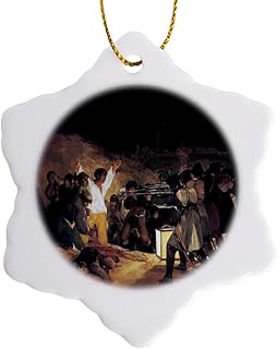 3 inch Snowflake Porcelain Ornament - The Third of May by Francisco de Goya BLN Assorted Works of Fine Art Collection