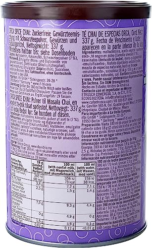 Orca Spice Reduced Calorie Chai Tea Latte Mix, 11.9 Oz, Black Tea, Organic Spices, Sugar Free, Dairy Free, Serve Hot or Cold, Just Add Water or Milk, 18 Servings