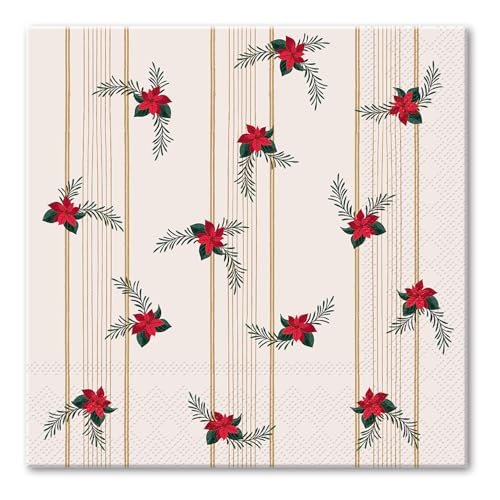 Serviettes Punch Studio de qualité supérieure motif fleurs d'hiver pour réception