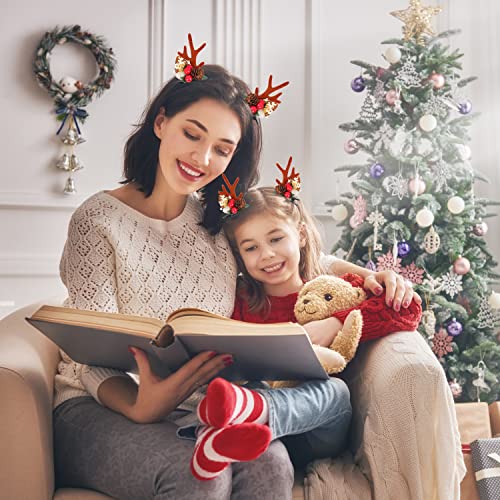 Mikimiqi Christmas Hair Clips Deer Antlers Hairpins Christmas Reindeer Antlers Hair Accessory Deer Horn Ears Hair Decoration Christmas Deer Costume For Women Deer Hair Clips Party Favors (Brown) #TOP4