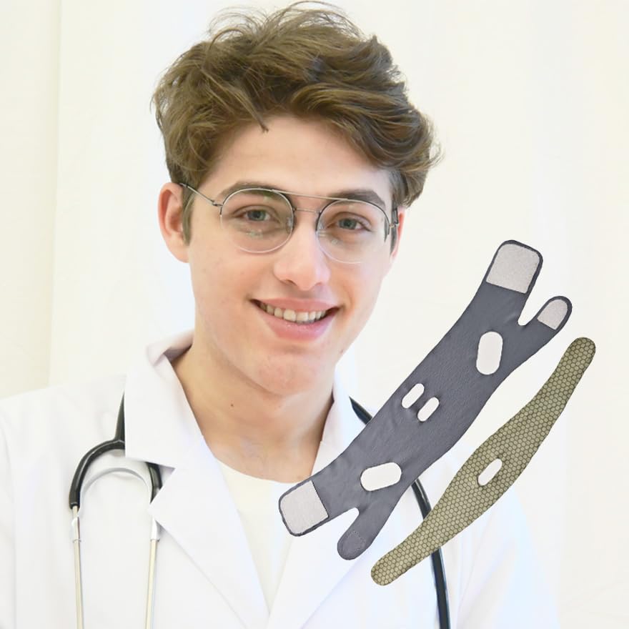 V Line Lifting Mask Chin Strap for Sleeping, V Line Mask, Face Lifting Strap, Chin Strap, Jawline Shaper, Jaw Strap, Double Chin Reducer,Face Lift Tape & Snoring Solution (Grey-) - Image 7