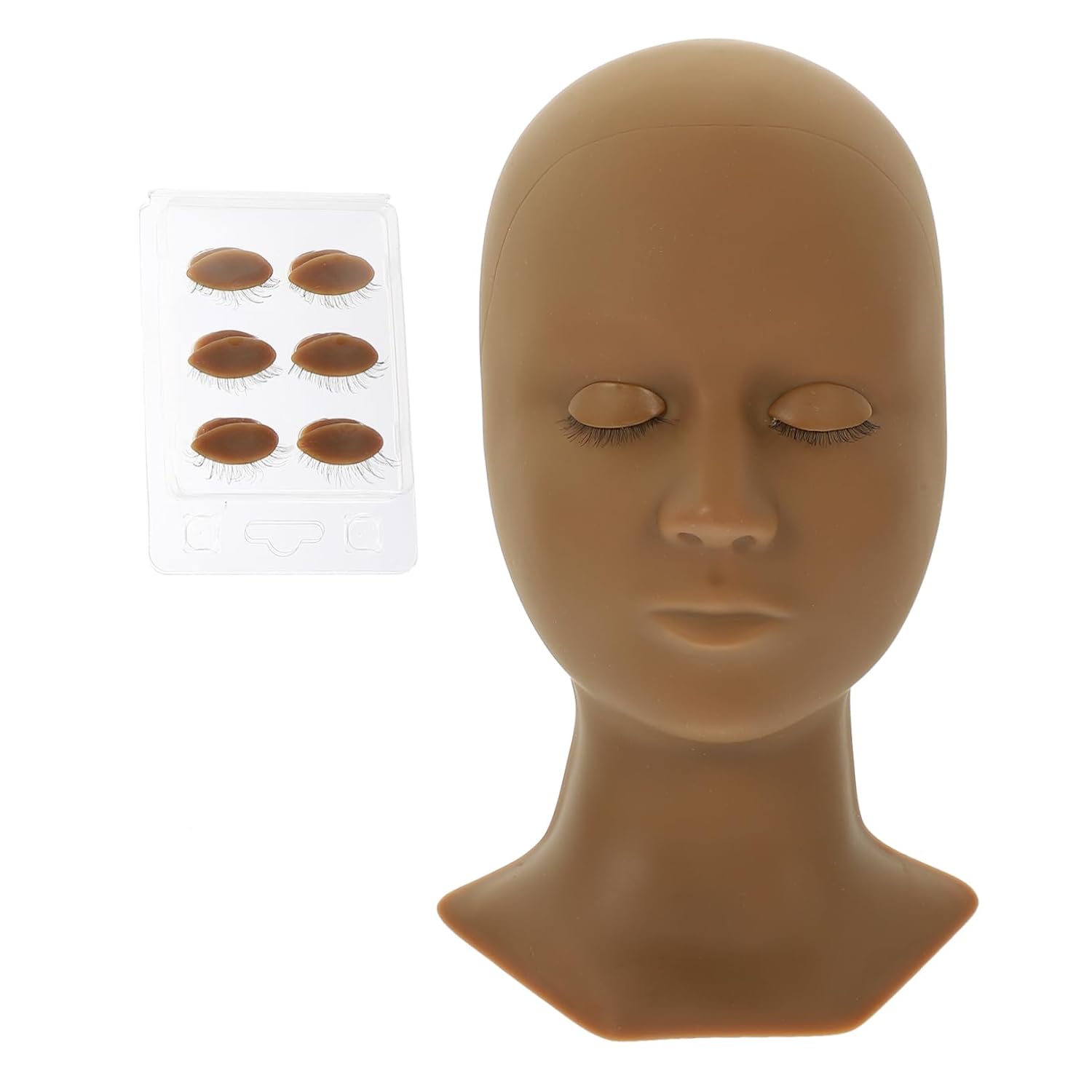 Realistic Silicone Mannequin Head for Eyelash Extensions 1 Set Detachable Double Eyelid for Training and Grafting Lashes