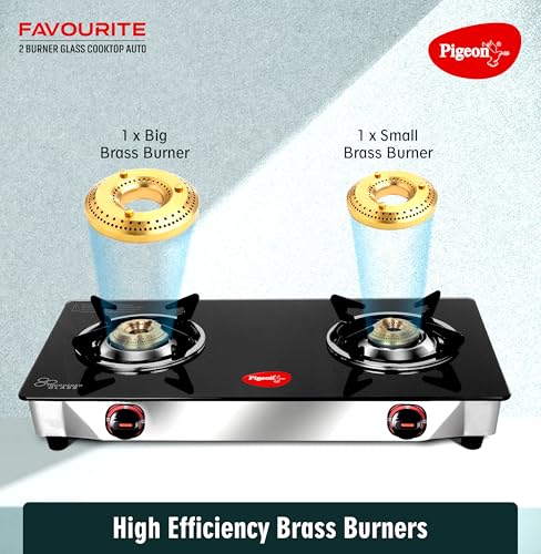 Pigeon Favourite 2 Burner Gas Stove | Auto Ignition | Brass Burner | Toughened Glass | 2 year Warranty - Image 7