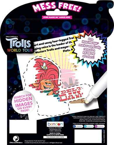 Image of Bendon Trolls World Tour 24-Page Color Activity Book Imagine Ink Magic Pictures with Marker 47353