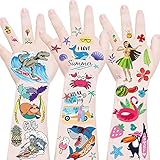Mocossmy Hawaii Temporary Tattoos for Kids,10 Sheets Tropical Theme Waterproof Fake Tattoos&Nail...