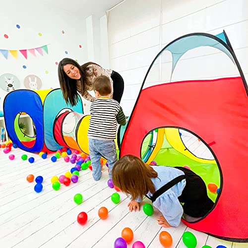 NUBUNI 4pc Pop Up Children Play Tent : 2 Crawl Tunnel + 2 Tents : Kids Tents for Boys Girls - Image 4