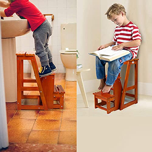 Escalera de tijera portátil y plegable hecha de madera multifuncional para espacios pequeños 7